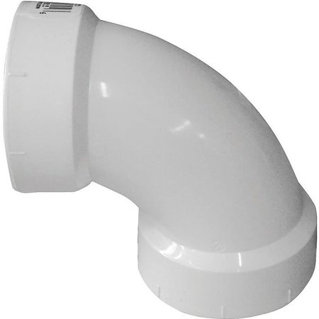 GENOVA CANPLAS Sanitary Pipe Elbow, 112 in, Hub, 90 deg Angle, PVC, White 192251L
